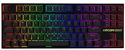 KITCOM NK60T TKL Mechanical Gaming Keyboard with Blue Switches and Customizable RGB Backlit,87 Key Anti Ghosting Compact Wired Keyboard for Gaming PC, Black