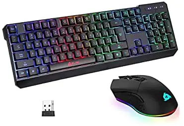 KLIM Wireless Bundle – RGB Mouse + Keyboard – Chroma Wireless Gaming Keyboard + Blaze Wireless Gaming Mouse – 2021 New – Black