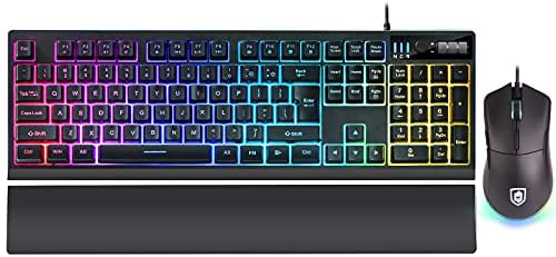 KOLMAX K3 RGB Gaming Keyboard and Mouse Combo,RGB Mechanical feel Gaming Keyboard with Ergonomic Detachable Wrist Rest, Programmable 7200 DPI RGB Gaming Mouse for Windows PC Mac Office/Gaming/Xbox/PS4