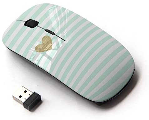 KOOLmouse [ Optical 2.4G Wireless Mouse ] [ Green Mint Gold Heart Love Stripes White ]