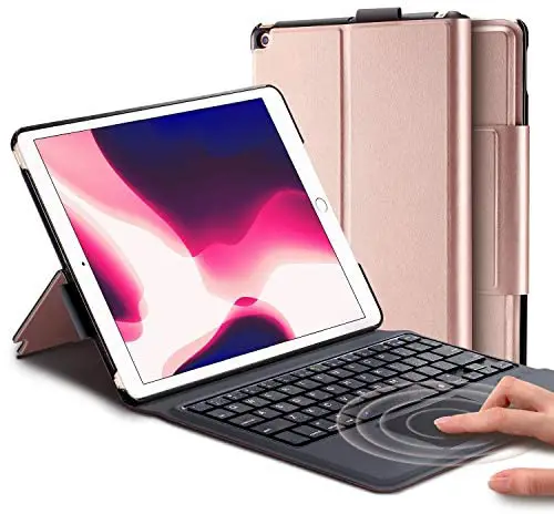 Keyboard Case for New iPad 8th Generation 10.2 inch 2020 / 7th (10.2 2019) / iPad Air 3rd Generation 10.5 2019/iPad Pro 10.5 2017– Stable Touchpad Function- (10.2/10.5″, Rose Gold)