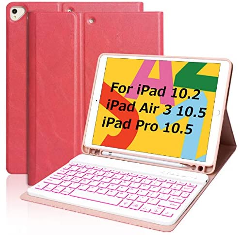 Keyboard Case for iPad 8th Generation 2020, 7th Gen 10.2, Air 3,Pro 10.5 2017, Backlit Keyboard,iPad Case with Detachable Keyboard 10.2 8th Gen,iPad 10.2 Cover Keyboard,Pencil Holder,Red