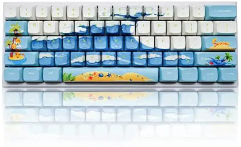 Keyboard Keycaps-Blue Keycaps XDA Profile, for GH60/RK61/GK64/Womier66/87/104 Mechanical Keyboards, DYE-Sub Thick PBT Keycaps with Key Puller