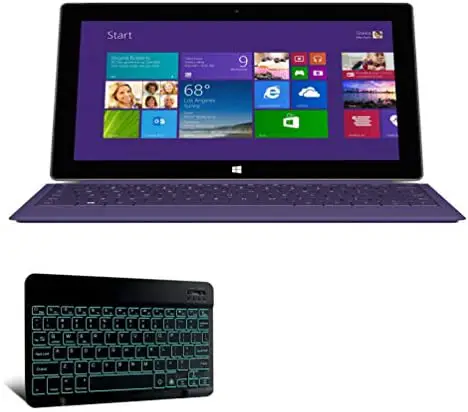 Keyboard for Microsoft Surface 2 (Keyboard by BoxWave) – SlimKeys Bluetooth Keyboard – with Backlight, Portable Keyboard w/Convenient Back Light for Microsoft Surface 2 – Jet Black