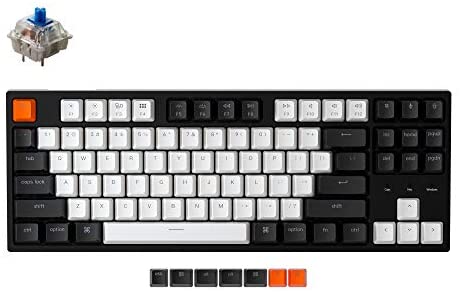 Keychron C1 RGB Hot-swappable Wired Mechanical Gaming Keyboard for Mac Layout, Tenkeyless 87 Keys Gateron Blue Switch Double-Shot ABS Keycaps USB Type-C Cable Computer Keyboard for Windows PC Laptop
