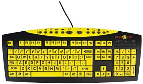 Keys-U-See Large Print USB Wired Computer Keyboard (Yellow Keys with Black Letters) Great for Visually Impaired Individuals – Senior Citizens in Low and Dim Lighted Areas – Seniors with Poor Vision