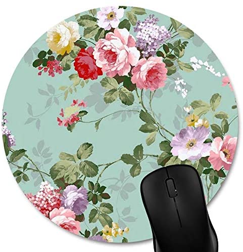 Knseva Fashion Round Mouse Pad Mat Vintage Floral Mousepad (7.87″x7.87″)
