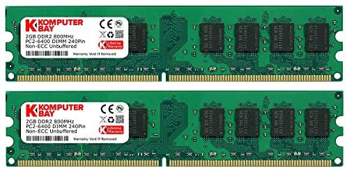 Komputerbay 4GB 2X 2GB DDR2 800MHz PC2-6300 PC2-6400 DDR2 800 (240 PIN) DIMM Desktop Memory