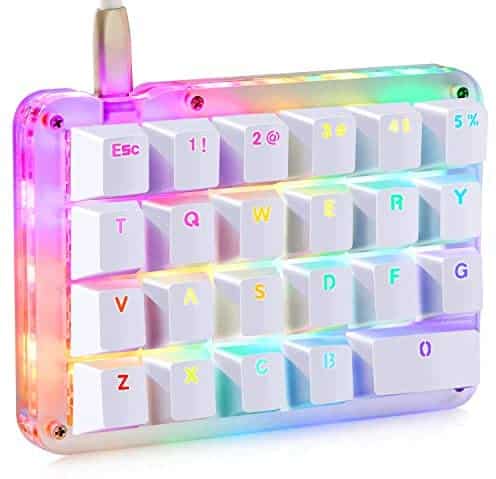 Koolertron One Handed Macro Mechanical Keyboard, Portable Mini One-Handed Mechanical Gaming Keypad 23 Fully Programmable Keys (RGB Backlit/Red switches)