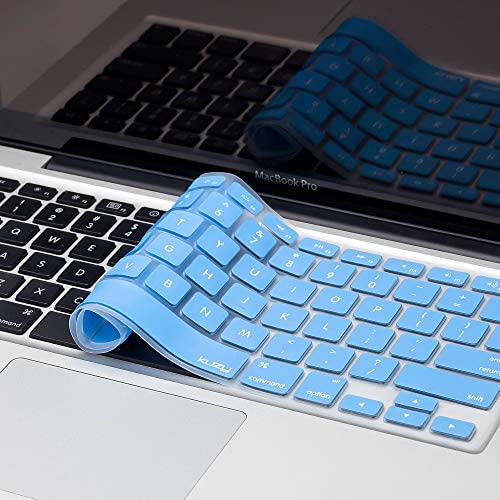 Kuzy Older Version Keyboard Cover Compatible with MacBook Pro 13 15 17 inch Release 2010-2015 and MacBook Air 13.3 inch Release 2010-2017 Silicone Skin Protector, Sky Blue