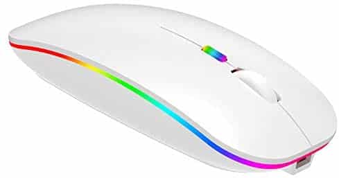 LED 2.4G Rechargeable Wireless Mouse for Laptop,Ergonomic Computer Mouse with USB Receiver,Less Noise,USB Mouse for Notebook, PC, Laptop, MAC OS,Windows (White)