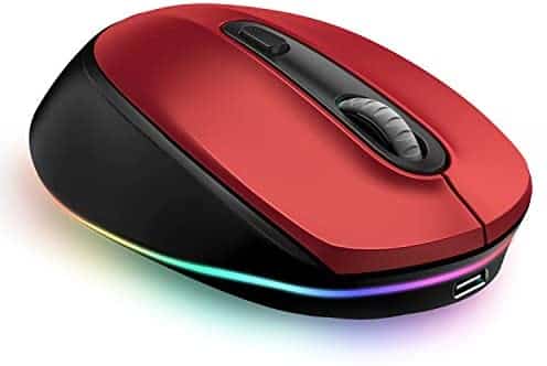 LED Bluetooth Mouse, Easy Switch to 3 Devices, seenda Rechargeable Light Up Mouse with Silent Click and Comfortable Design for Kids Chromebook MacBook PC Laptop,Red