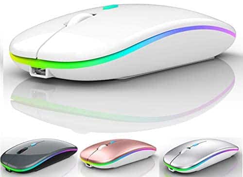 LED Bluetooth Mouse,Bluetooth Mouse for MacBook Pro/MacBook Air/iMac/mac/ipad/ipad pro,Wireless Mouse for Macboook Air/MacBook Pro/PC (White)