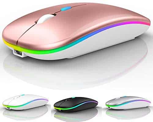 LED Bluetooth Wireless Mouse,Bluetooth Mouse for MacBook Pro,Bluetooth Mouse for MacBook Air,Rechargeable Wireless Mouse for MacBook, Laptop, Mac, (Rose Gold)