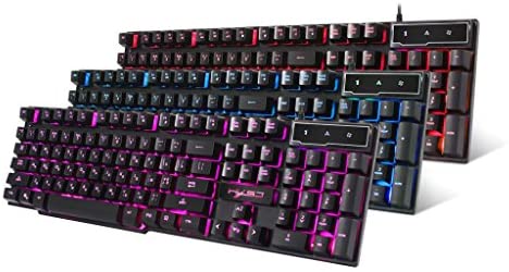 LED Gaming Keyboard Russian and English 3 Color Adjustable Backlit Brightness Backlight Wired Keyboard
