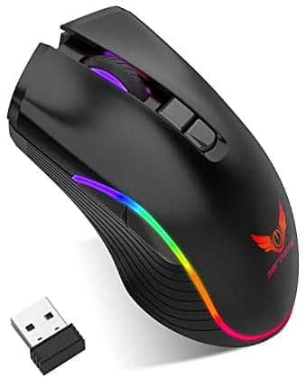 LED Wireless Gaming Mouse, Slim Rechargeable Wireless Silent Mouse with 3 Adjustable DPI, 2.4G Portable Wireless Computer Mice with USB Receiver and Type C Adapter for Laptop/MacBook and Above