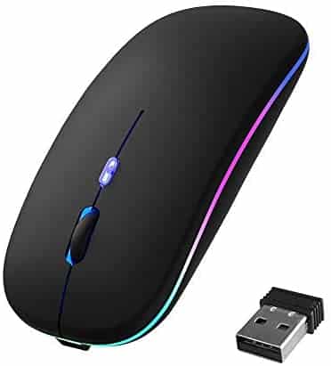 LED Wireless Mouse, Bluetooth 5.1 Mouse Rechargeable 2.4G Silent Mouse Portable with USB,Computer Mice Slim Mobile Optical Mouse with 3 Adjustable DPI for PC,Laptop,Notebook,Computer,Mobile,Desktop