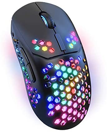 LED Wireless Mouse for Laptop,2.4G Rechargeable RGB Light up Cordless Mouse with USB&Type-c Receiver for PC Computer,Breathing Light,4 DPI up to 2400 Lightweight Mice for Tablet Chromebook Windows Mac