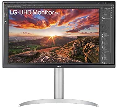 LG 27UP850-W 27” UHD (3840 x 2160) IPS Monitor with VESA DisplayHDR 400 with DCI-P3 95% Color Gamut, USB-C and 3-Side Virtually Borderless Display – Height/Pivot/Tilt Adjustable Stand, Silver