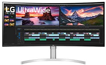 LG 38BN95C-W 38 Inch UltraWide QHD+ IPS Curved Monitor with Thunderbolt 3 Connectivity, White/Silver