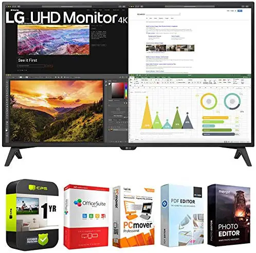 LG 43UN700T-B 43-inch 4K UHD 3840×2160 IPS USB-C HDR 10 Monitor Bundle with 1 Year Extended Protection Plan and Tech Smart USA Elite Suite 18 Standard Editing Software Bundle