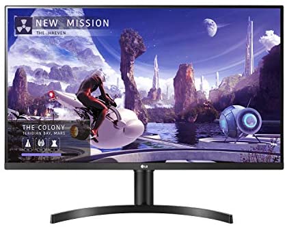 LG QHD Monitor 32″ LED (2560 x 1440) IPS Display, 99% Color Accuracy, Detailed Contrast, Immersive, Gaming, FreeSync – Black