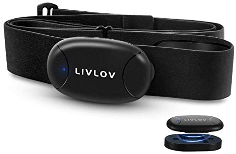LIVLOV V8 Heart Rate Monitor Chest Strap, Integrated, Rechargeable Li-Ion Battery Including Charging Station, Chest Heart Rate Sensor Bluetooth 5.0, ANT+ and 5.3 kHz for Men and Women