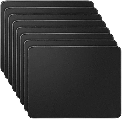 LONGKEY Mouse Pad Standard Size 10.2×8.3×0.08 Inch Computer Mouse Pad with Neoprene Backing and Jersey Surface Black, 8 Pack