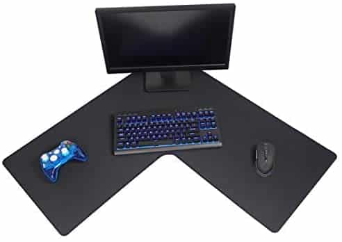 LPadds L Shaped Mouse Pad – Large, 3mm thickness, Stitched Edges, Water Resistant – Corner Mouse Mat for L Shaped Desk, Corner Desk and Gaming Setup