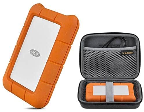 LaCie 5TB Rugged USB 3.0 Type-C Portable External Hard Drive HHD (STFR5000800) with Slinger Hard Drive Case, Includes 1 Month Adobe CC