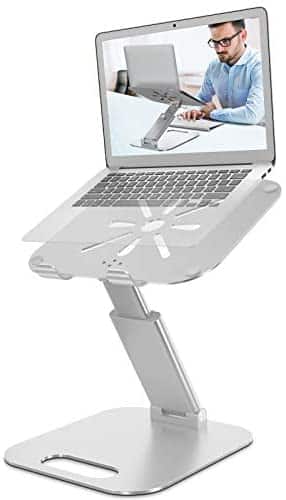 Laptop Stand for Desk, Height Adjustable up to 20″ Sit to Stand Ergonomic Computer Stand, Laptop Riser Laptop Holder, Tall Laptop Stand for MacBook, Laptops Riser 10-17″ Silver