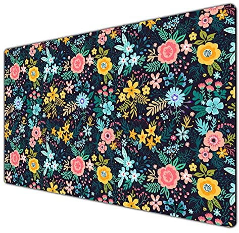 Large Gaming Mouse Pad with Nonslip Rubber Base Extended Mousepad XL Size Foldable Mat for Desktop Computer Laptop Keyboard Mat Desk Pad 23.6″x13.8″Inches,Cute Colorful Floral Pattern