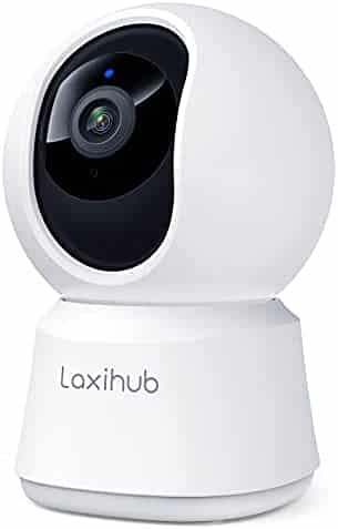 Laxihub 360° Indoor Security Camera , P2 1080P WiFi Home Camera for Baby/Pet/Nanny, Pan/Tilt, Motion Detection, 2-Way Audio, Night Vision, Compatible with Alexa & Google Assistant
