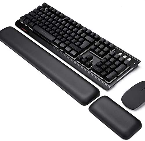 Leather-Gel Aelfox Keyboard Wrist Rest and Mouse Wrist Rest Set, Ergonomic Wrist Support Mouse Pad Wrist Pad Relieve Wrist Pain for Full Size Gaming Keyboard and Mouse, Laptop, Computer, Home, Office