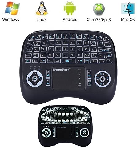 Leelbox 2.4Ghz Mini Keyboard, Wireless Mouse Touchpad Rechargeable Combos for PC Pad Android TV Box, LED Backlit Upgrade Version (Black)