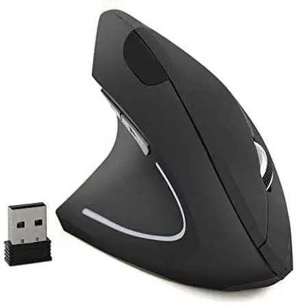 Left Handed Ergonomic Wireless 2.4G USB Vertical Mouse ，Less Noise，5 Buttons Vertical Mouse- 800/1200/1600 DPI