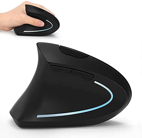 Left Handed Mouse, Lekvey Wireless 2.4G USB Left Hand Ergonomic Vertical Mouse, Less Noise – Black