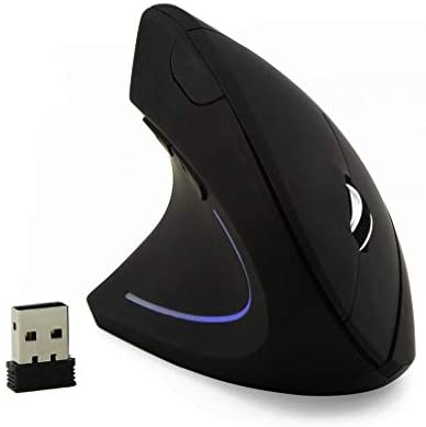 Left-Handed Mouse,2.4G Wireless Vertical Ergonomic Optical Mouse Portable Office Gaming Cordless Mice with USB Receiver for PC Laptop Computer Desktop,800/1200/1600DPI 6 Buttons,Breathing LED Light