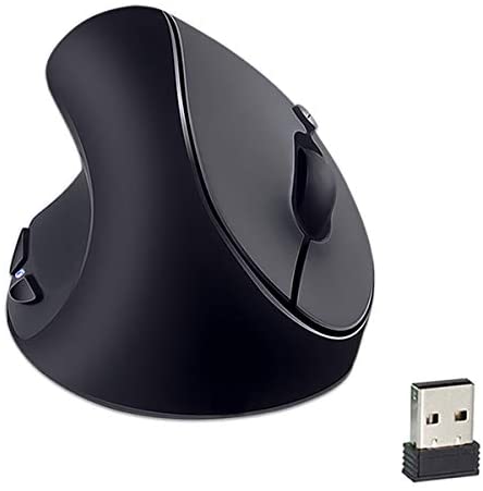 Left-Handed Mouse,2.4GHz Ergonomic Vertical DPI 800/1200/1600 Wireless Mouse with USB Receiver for Small Hand,Black