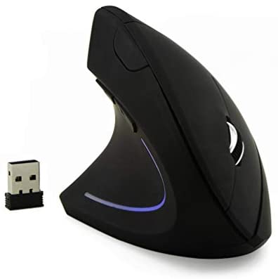 Left Handed Vertical Mouse,Ergonomic 2.4G Wireless Optical Gaming Mice with USB Receiver 6 Buttons 800/1200/1600 DPI, Breathing Light for PC Laptop Computer Desktop MacBook Lefty