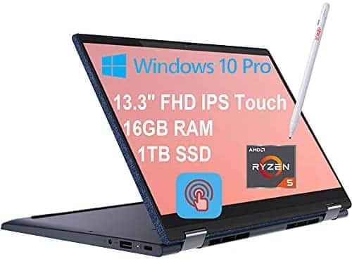 Lenovo Yoga 6 13 Flagship 2-in-1 Business Laptop 13.3″ FHD IPS 72% NTSC Touchscreen AMD Octa-Core Ryzen 5 5700U (Beats i7-10510U) 16GB RAM 1TB SSD Backlit KB Fingerprint USB-C Win10 Pro Blue + Pen