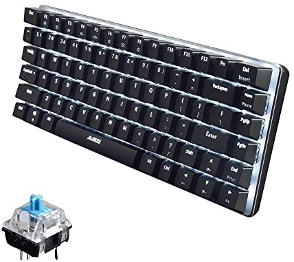 LexonElec Wired Gaming Keyboard AK33 White LED Backlit 82 Keys USB Mechanical Pro Gamer Keypad for Office Typists Playing Game(Blue Switch,Black)