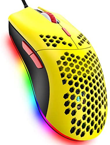 Lightweight Gaming Mouse,26 Kinds RGB Backlit Mice,PixArt 3325 12000 DPI Mouse,Ultralight Honeycomb Shell Ultraweave Cable Mouse and Anti-Key Can Be Set for PC Gamers and Xbox and PS4 Users
