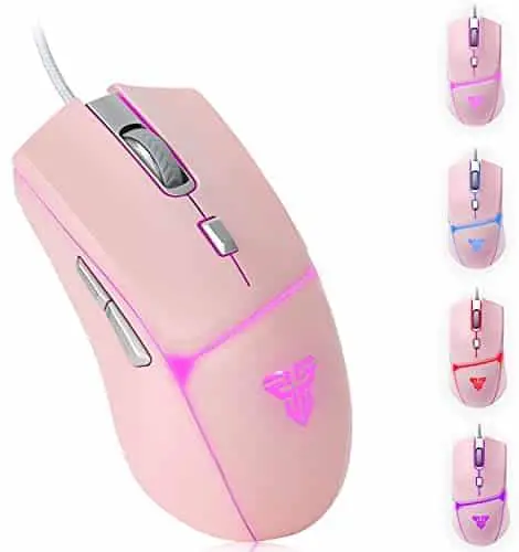Lightweight Wired Gaming Mouse Pink: FANTECH 8000 DPI Optical Computer Mouse, 4 RGB Backlit Modes, 6 programmable Buttons,Ergonomic Gamer Laptop PC Mice