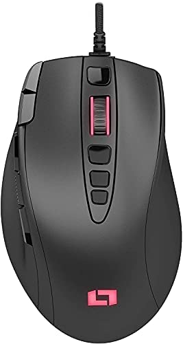 Lioncast LM25 Wired Gaming Mouse – Ergonomic High-Accuracy 12000 DPI Optical Sensor, 13 Programmable Buttons, 16.8 Million RGB LED Light – Compatible with Laptop, Computer