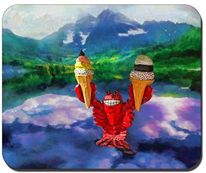 Lobster Holding ice Cream Mouse Pad Anti-Slip Personalized Rectangle Gaming Mouse Pads Size:9.4″ x7.9″ RB216 (#221)