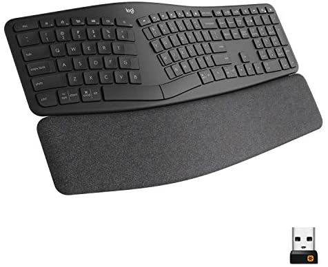 Logitech Ergo K860 Wireless Ergonomic Keyboard with Wrist Rest – Split Keyboard Layout for Windows/Mac, Bluetooth or USB Connectivity (Renewed)