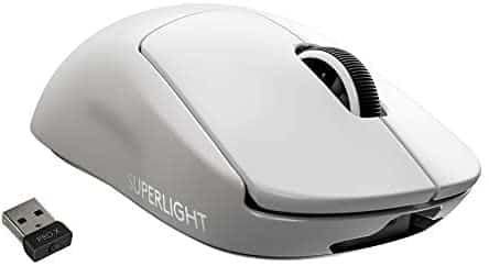 Logitech G PRO X Superlight Wireless Gaming Mouse, Ultra-Lightweight, Hero 25K Sensor, 25,600 DPI, 5 Programmable Buttons, Long Battery Life, Compatible with PC/Mac – White