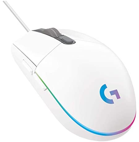 Logitech G203 Lightsync Gaming Mouse with Customizable RGB Lighting, 6 Programmable Buttons, Gaming Grade Sensor, 8 k dpi Tracking, Light Weight (White)