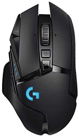 Logitech G502 Lightspeed Wireless Gaming Mouse with Hero 25K Sensor, PowerPlay Compatible, Tunable Weights and Lightsync RGB – Black